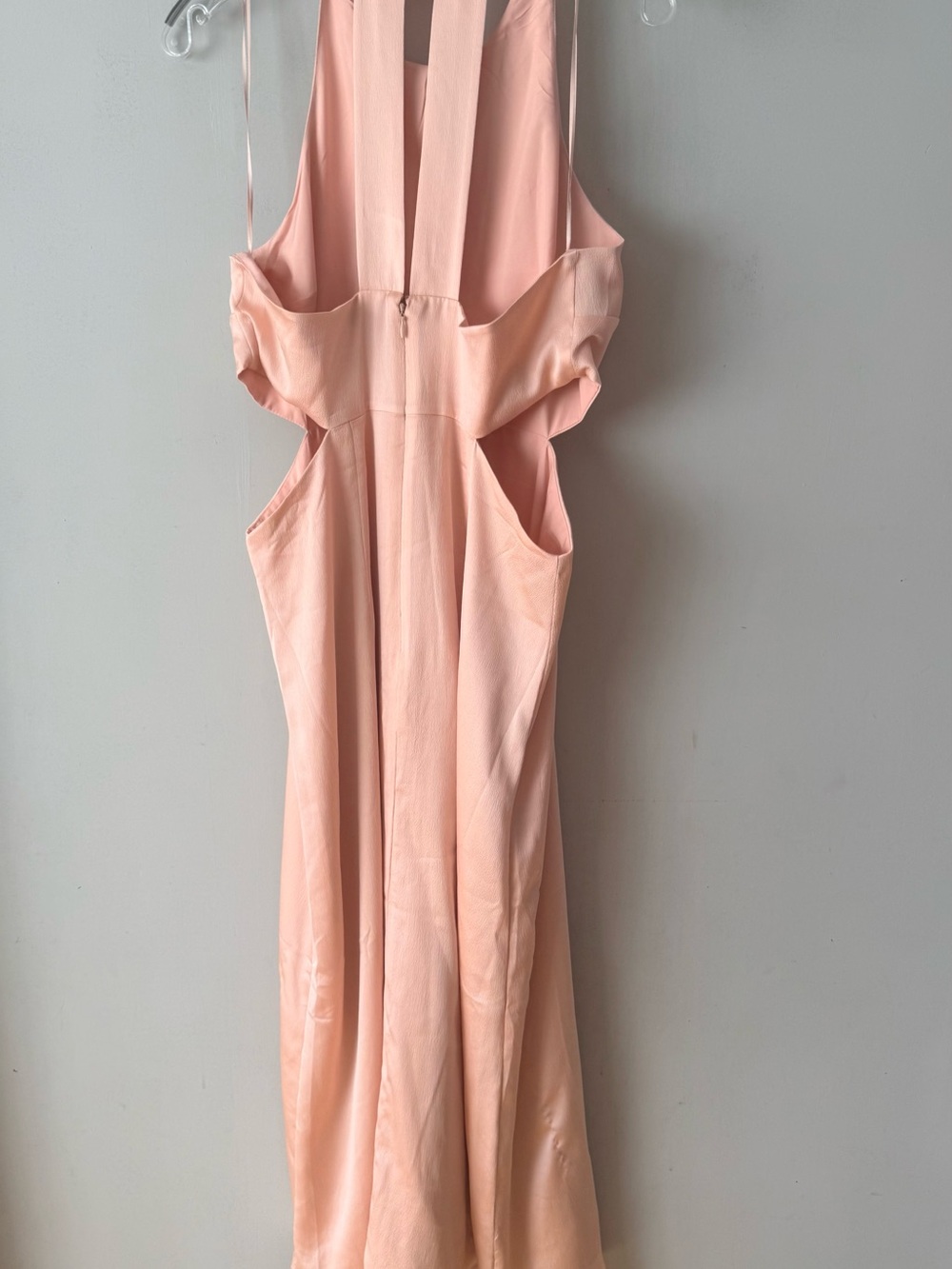 Express Blush Pink Satin Halter cut out Midi Dress - Picture 5 of 7